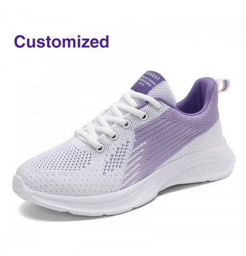 2024 New Design Sport Sneaker Breathable Mesh Upper White Green Soft Sole Custom Logo Large Size Tennis Casual Shoes Women