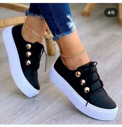 Lace up Slip on Women Tennis Sneakers Ladies Thick Sole Casual Shoes Solid Color Flats walking shoes