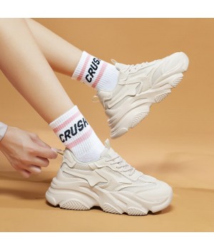 XRH Chaussures Custom Logo Thick bottom Women Sneakers Platform Basket Femme Height Increase White chunky Trendy Shoes For Women