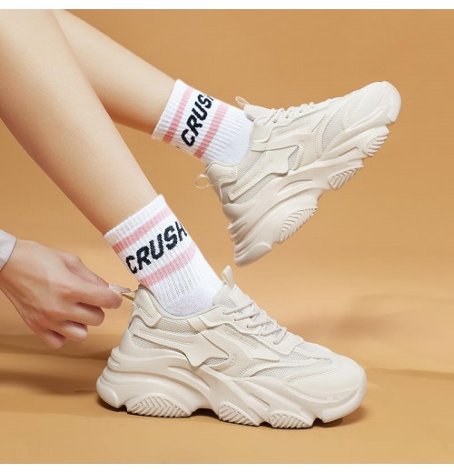 XRH Chaussures Custom Logo Thick bottom Women Sneakers Platform Basket Femme Height Increase White chunky Trendy Shoes For Women