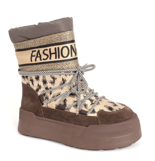 YZY wholesale OEM women New release leopard Nylon winter waterproof casual platform Boots