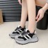 Black, White And Grey Three-Color Splicing Thick Flat Shoes Autumn And Winter Women Soft Sole Comfortable Outdoor Sports Shoes