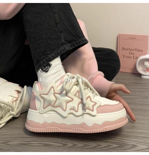 Color blocked thick soled star flat shoes for women in spring new niche versatile casual shoes daily work soft soled shoes