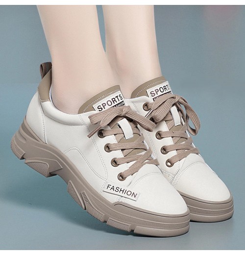 2024 Fashion casual shoes women soft soles comfortable thick soles lace-up small casual women's shoes